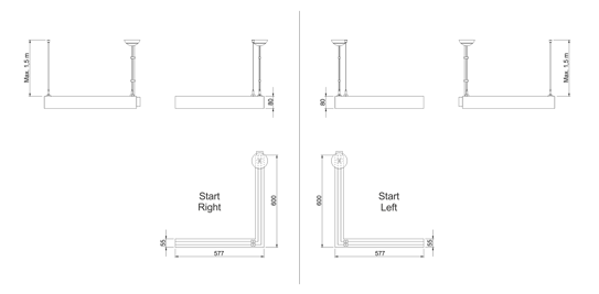 Stella Corner Start Pendant Dimension D E