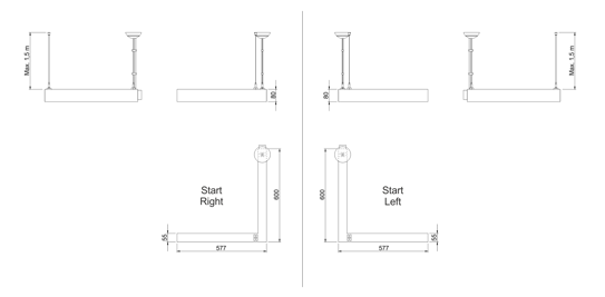 Stella Corner Start Pendant Dimension D